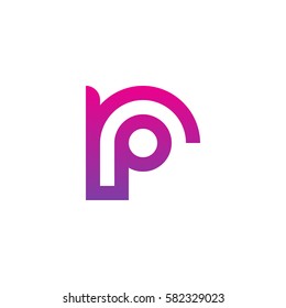 initial letter logo rp, pr, p inside r rounded lowercase purple pink