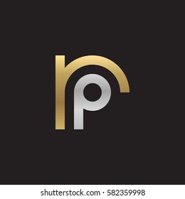 initial letter logo rp, pr, p inside r rounded lowercase logo gold silver