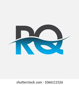 Initial letter logo RQ company name blue and black color swoosh design. vector logotype for business and company identity.