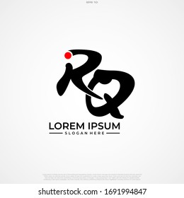 Initial Letter Logo RQ Handwriting Logo template.