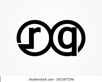 Initial letter logo rq lowercase related in circles black