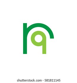 initial letter logo rq, qr, q inside r rounded lowercase green flat