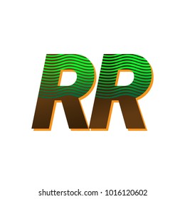 initial letter logo RR colored green and brown with striped composition, Vector logo design template elements for your business or company identity