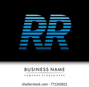 initial letter logo RR colored blue with striped compotition, Vector logo design template elements for your business or company identity

