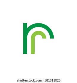 initial letter logo rr, r inside r rounded lowercase green flat