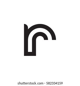 initial letter logo rr, r inside r rounded lowercase black monogram