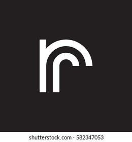 initial letter logo rr, r inside r rounded lowercase white black background