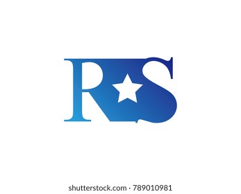 Initial letter logo RS uppercase blue template with star