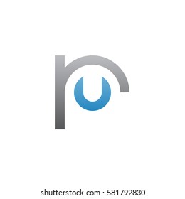 initial letter logo ru, ur, u inside r rounded lowercase blue gray