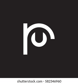 initial letter logo ru, ur, u inside r rounded lowercase white black background