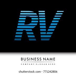 initial letter logo RV colored blue with striped compotition, Vector logo design template elements for your business or company identity
