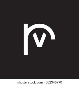initial letter logo rv, vr, v inside r rounded lowercase white black background