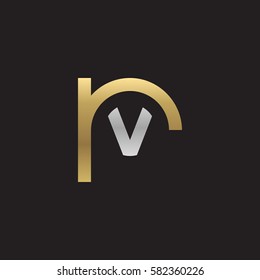 initial letter logo rv, vr, v inside r rounded lowercase logo gold silver