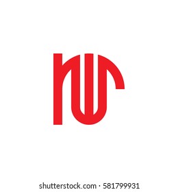 initial letter logo rw, wr, w inside r rounded lowercase red flat