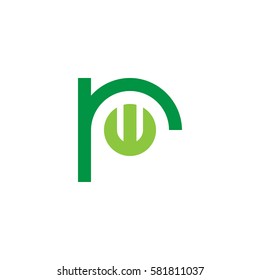 initial letter logo rw, wr, w inside r rounded lowercase green flat