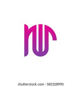 initial letter logo rw, wr, w inside r rounded lowercase purple pink