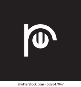 initial letter logo rw, wr, w inside r rounded lowercase white black background