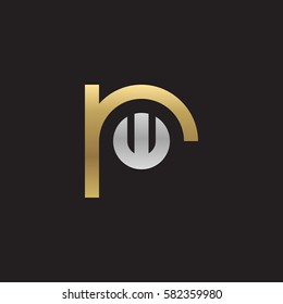 initial letter logo rw, wr, w inside r rounded lowercase logo gold silver