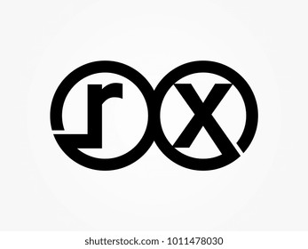 Initial letter logo rx lowercase related in circles black