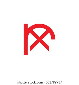 initial letter logo rx, xr, x inside r rounded lowercase red flat