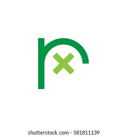 initial letter logo rx, xr, x inside r rounded lowercase green flat