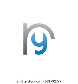 initial letter logo ry, yr, y inside r rounded lowercase blue gray