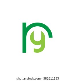 initial letter logo ry, yr, y inside r rounded lowercase green flat