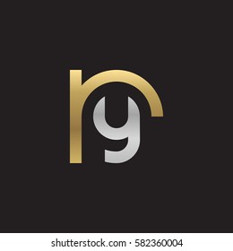 initial letter logo ry, yr, y inside r rounded lowercase logo gold silver
