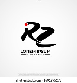 Logo-Vorlage für den Anfangsbuchstaben RZ-Handschrift-Logo
