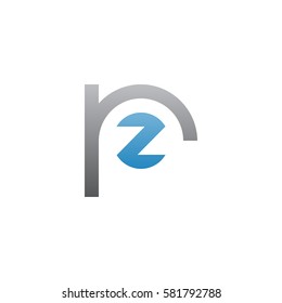 initial letter logo rz, zr, z inside r rounded lowercase blue gray