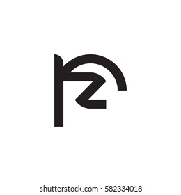 initial letter logo rz, zr, z inside r rounded lowercase black monogram