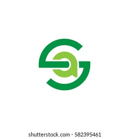 initial letter logo sa, as, a inside s rounded lowercase green flat