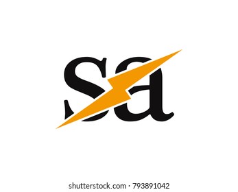 Initial letter logo sa lowercase thunder vector design