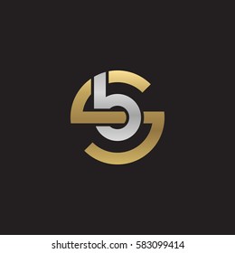Logo inicial de la letra SB, BS, B en el interior S Logo redondeado en minúsculas Oro Plata
