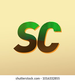 initial letter logo SC colored green and brown with striped composition, Vector logo design template elements for your business or company identity