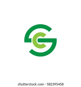 initial letter logo sc, cs, c inside s rounded lowercase green flat