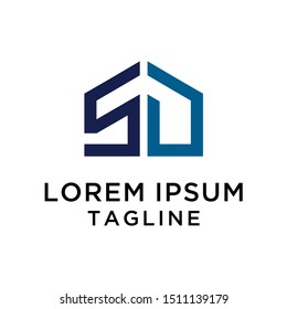 initial letter logo SD Home, logo template