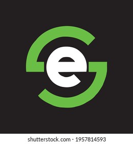 initial letter logo se, es, e inside s rounded lowercase white black background