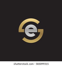 initial letter logo se, es, e inside s rounded lowercase logo gold silver