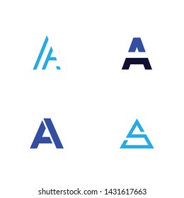 Initial Letter A logo set. Black and blue color- Vector