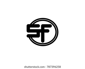 Initial letter logo sf lowercase in a black oval circle