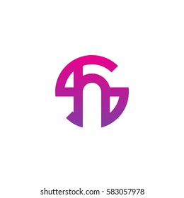 initial letter logo sh, hs, h inside s rounded lowercase purple pink