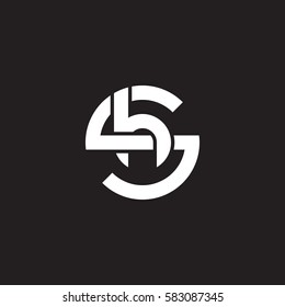 initial letter logo sh, hs, h inside s rounded lowercase white black background