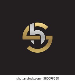 initial letter logo sh, hs, h inside s rounded lowercase logo gold silver