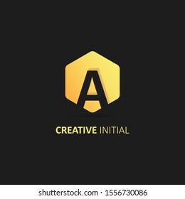 initial letter a logo with shape element design template dark concept