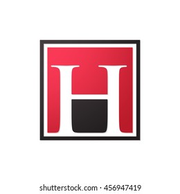 initial letter logo shape square red black