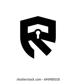 Initial letter logo shield vector black