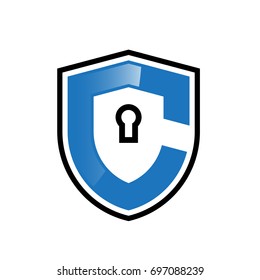 Initial letter logo shield vector blue black