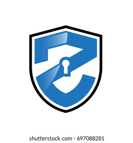 Initial letter logo shield vector blue black