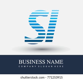 initial letter logo SI colored blue with striped compotition, Vector logo design template elements for your business or company identity
